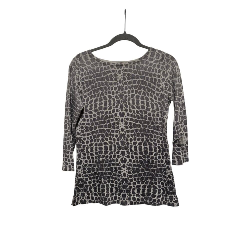 Jones New York Animal Print Metallic Knit Top S - Picture 2 of 8